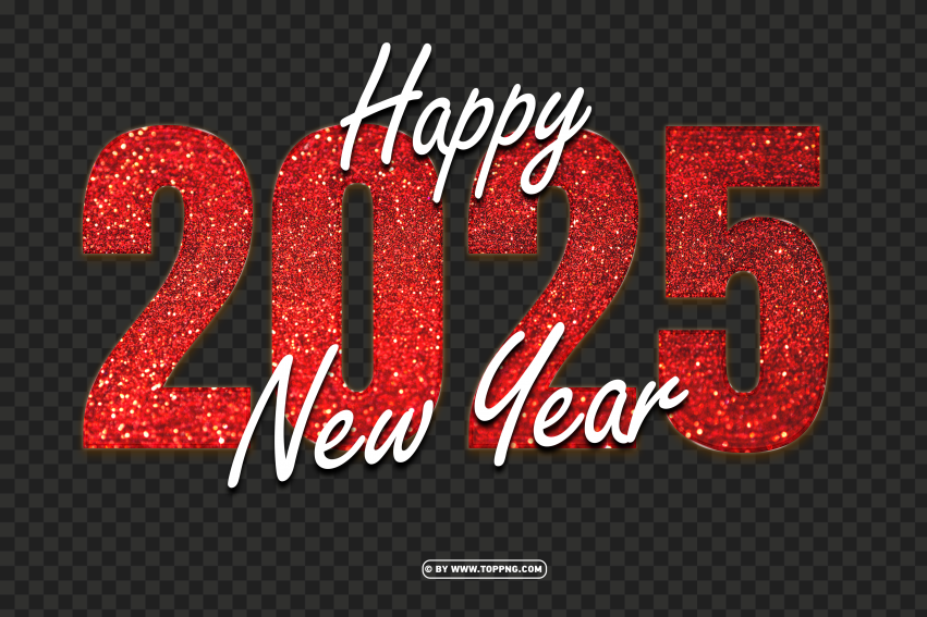 Hd 2023 Red Glitter With White Happy New Year PNG Transparent Background