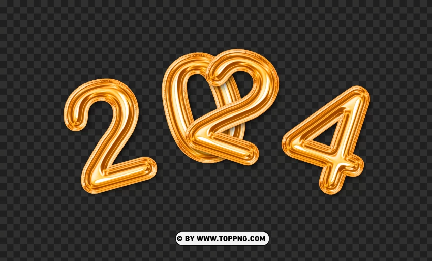 Hd 2024 Yellow Gold Balloons PNG Transparent Background