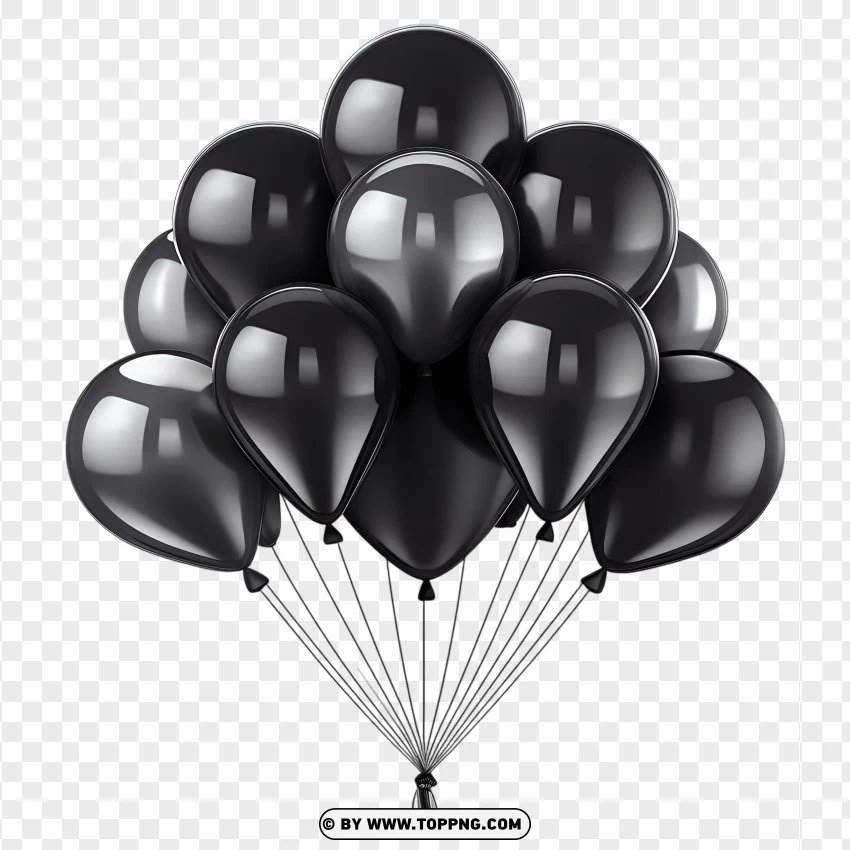 Hd Black Balloon Cluster For Birthday Parties PNG Transparent Background