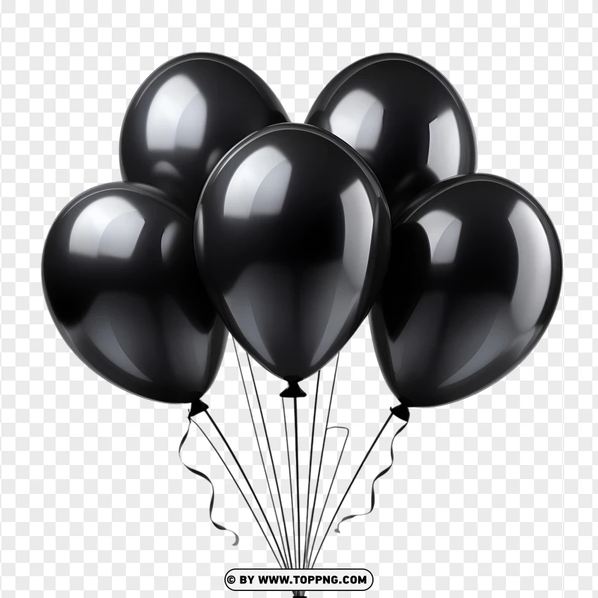 Hd Black Balloon Cluster For Celebrations PNG Transparent Background