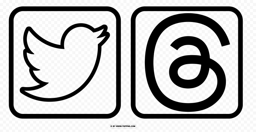 Hd Black Outline Twitter And Threads Logo Icon PNG Transparent Background