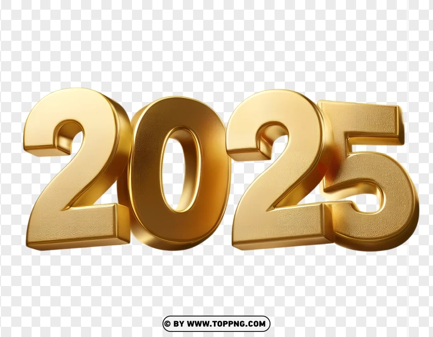 Hd Bold Gold 2025 Number Design PNG Transparent Background