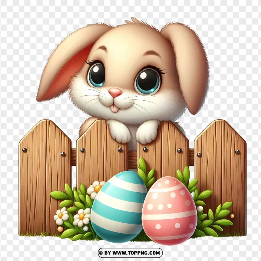 Hd Charming Easter Bunny And Colorful Eggs PNG Transparent Background