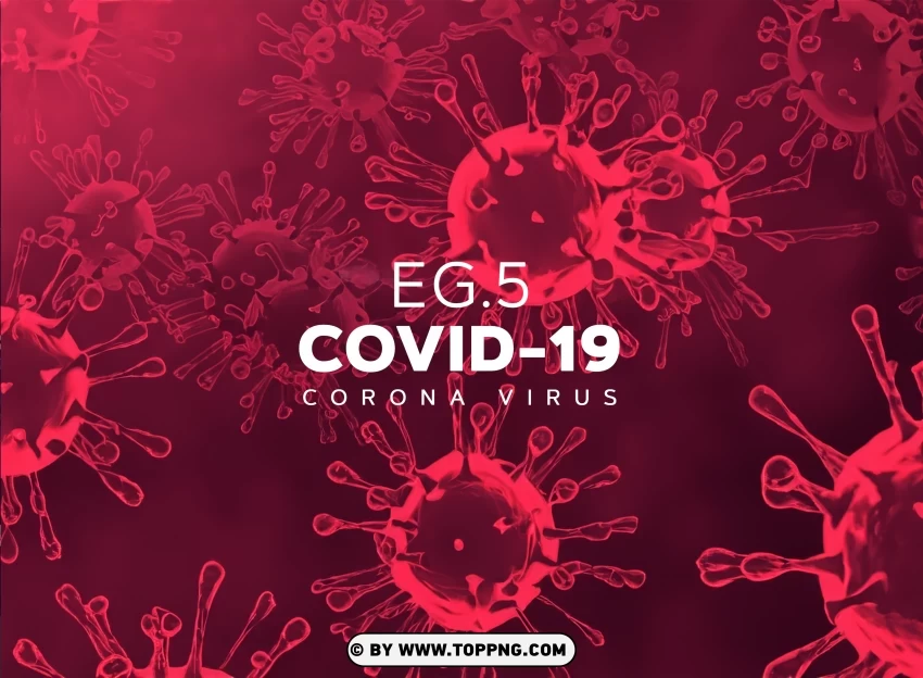 Hd Corona Eg.5 Virus With Illustrations Of Red Blurred Bacteria PNG Transparent Background