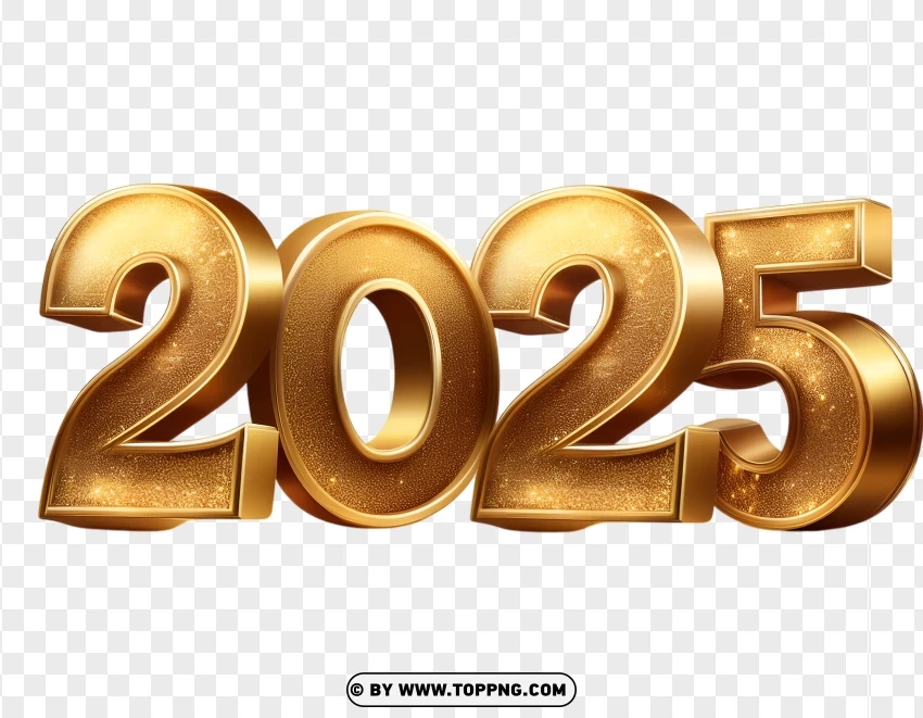 Hd Elegant 2025 Gold Numbers With Matte Finish PNG Transparent Background