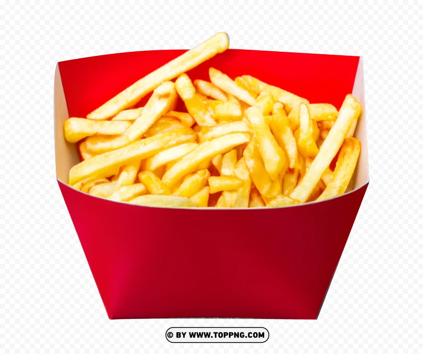 Hd French Fries Packaging Clear Red Kraft Box With Fries PNG Transparent Background