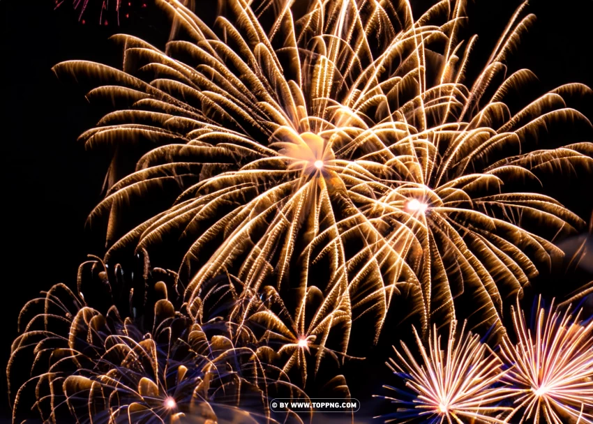 Hd Golden Fireworks New Years Celebration PNG Transparent Background