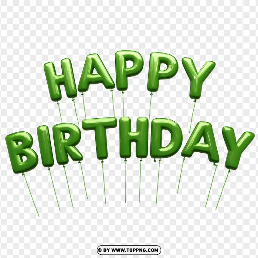 Hd Green Happy Birthday Balloon Text PNG Transparent Background