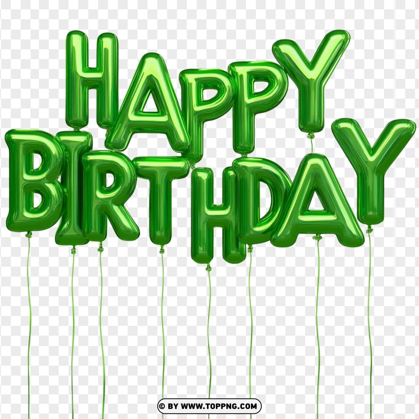 Hd Green Happy Birthday Text With Strings PNG Transparent Background