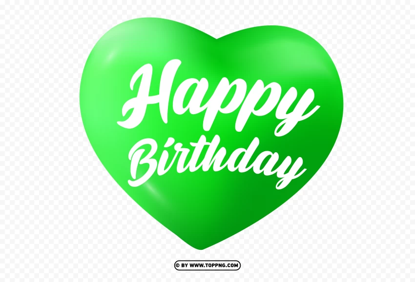 Hd Happy Birthday Heart Green PNG Transparent Background