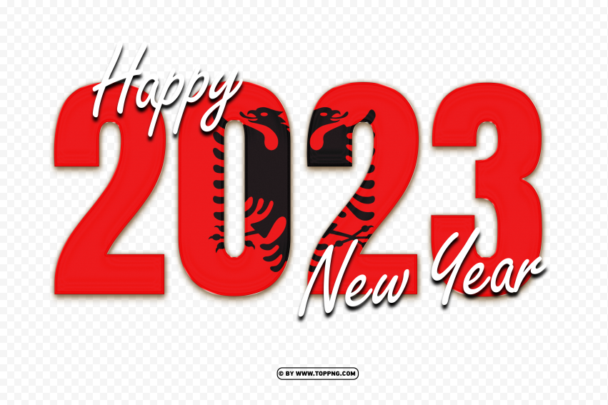 Hd Happy New Year 2023 With Albania Flag PNG Transparent Background