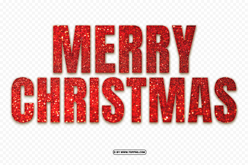 Hd Merry Christmas With Red Glitter PNG Transparent Background