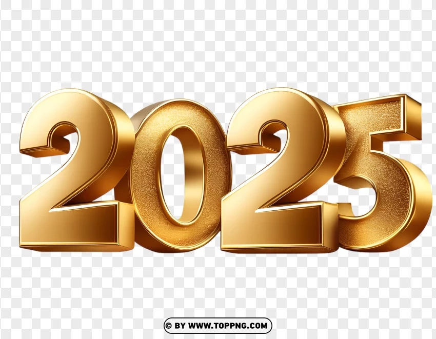 Hd Minimalist 2025 Gold Numbers In 3d PNG Transparent Background