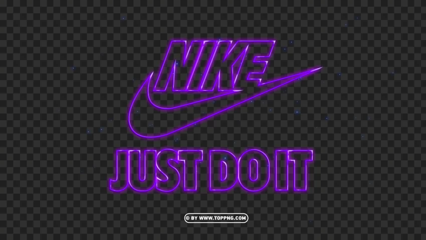 Hd Nike Just Do It Neon Purple Outline With Tick Logo PNG Transparent Background