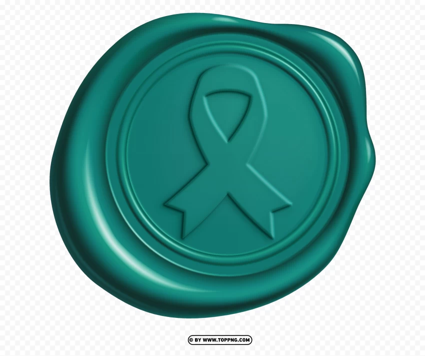 Hd Ovarian Cancer Ribbon Wax Logo Stamp Sign PNG Transparent Background