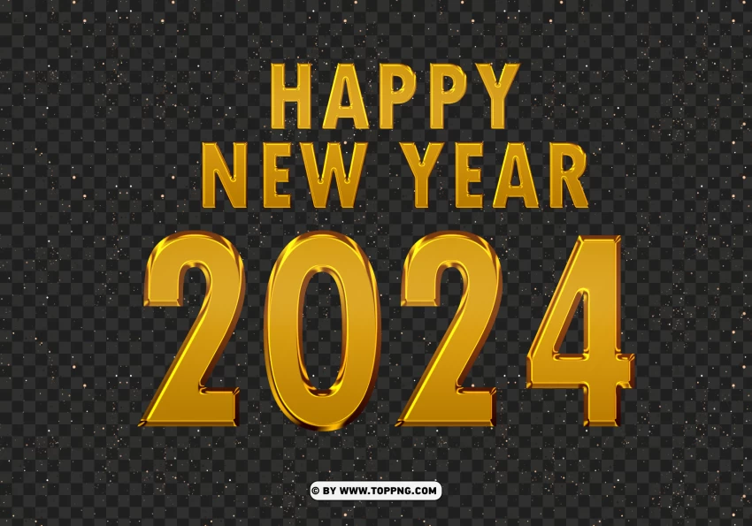 Hd Gold New Year 2024 Card Design PNG Transparent Background