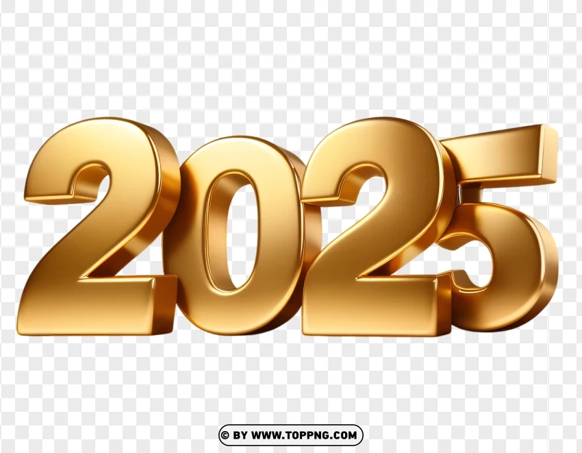 Hd Polished 2025 Gold Numbers In 3d PNG Transparent Background