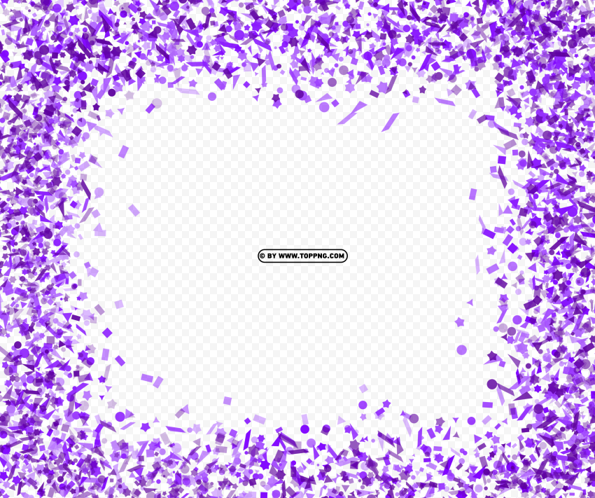 Hd Purple Confetti Frame Free PNG Transparent Background