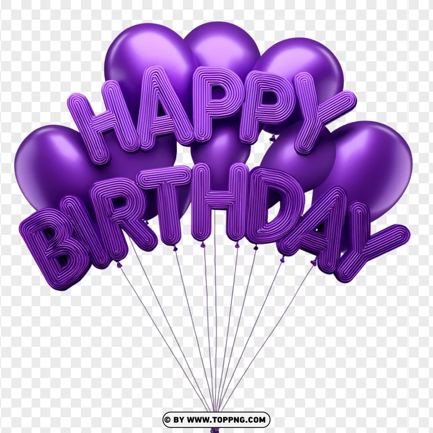 Hd Purple Happy Birthday Balloon Cluster PNG Transparent Background