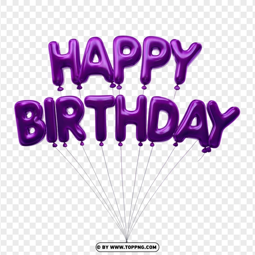 Hd Purple Happy Birthday Balloons In Fan Design PNG Transparent Background