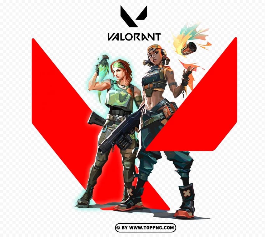 Hd Raze Female Character Player With Valorant Logo PNG Transparent Background