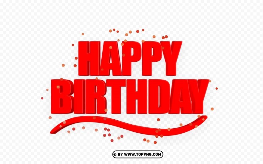 Hd Red Happy Birthday Text Illustration With Confetti Hd PNG Transparent Background