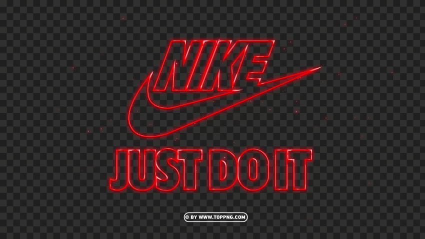 Hd Red Outline Neon Nike Just Do It Text Logo PNG Transparent Background