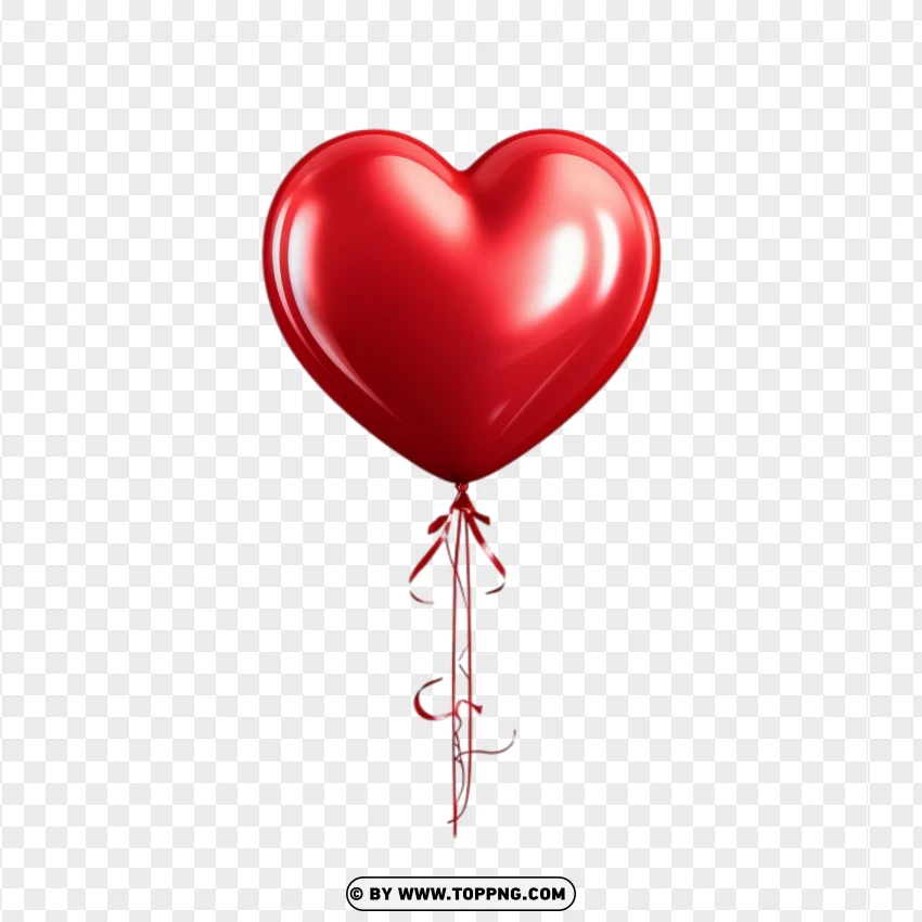 Hd Single Red Heart Balloon For Romantic Love Valentines Day PNG Transparent Background