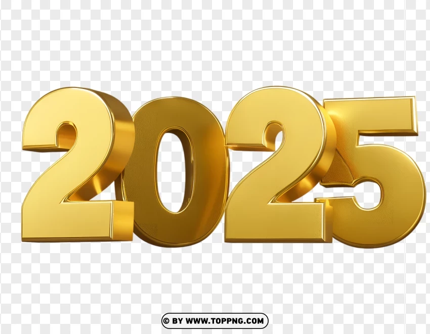 Hd Solid Gold 2025 Numbers In 3d Style PNG Transparent Background