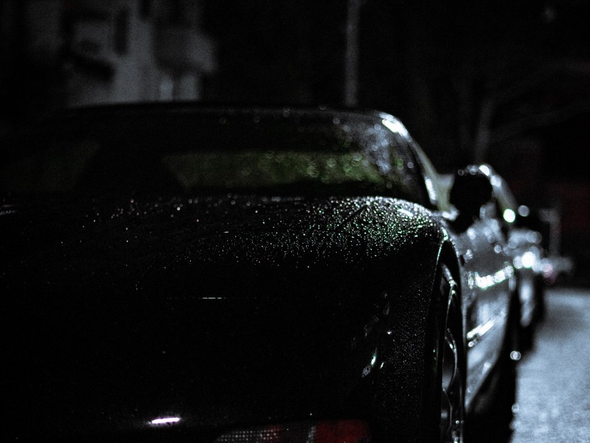 Headlight Car Rain Darkness Front View Background