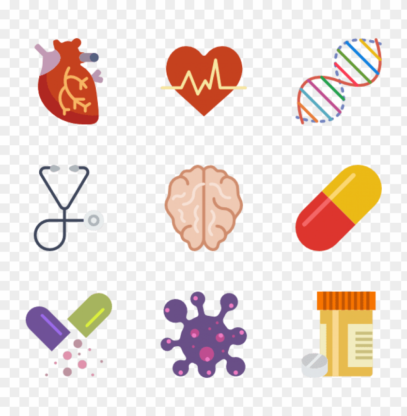 health, heart, stethoscope, brain, DNA, capsules, medicine