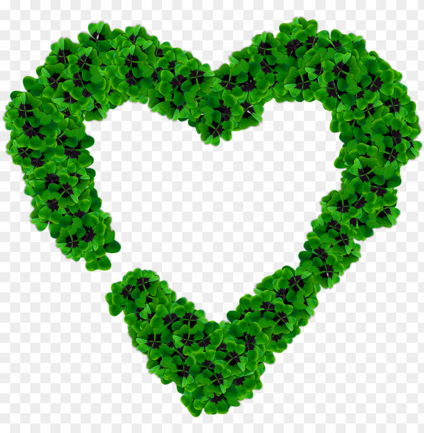 people, heart outline, heart made of dark green shamrocks, 