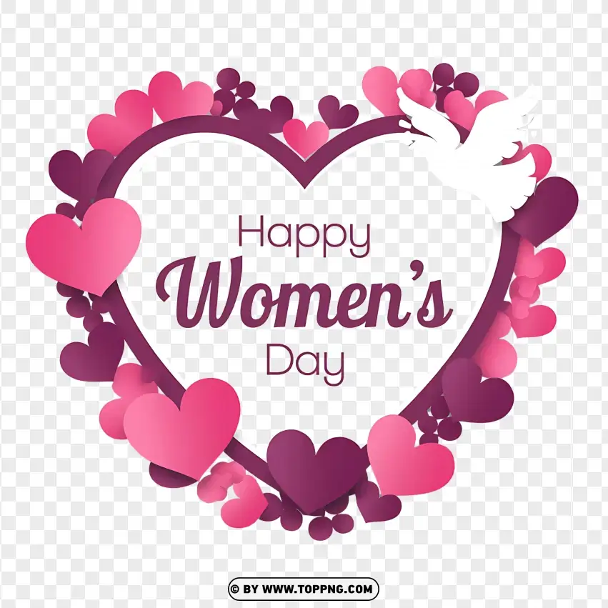 Happy Womens Day With Pink Heart Frame PNG Transparent Background