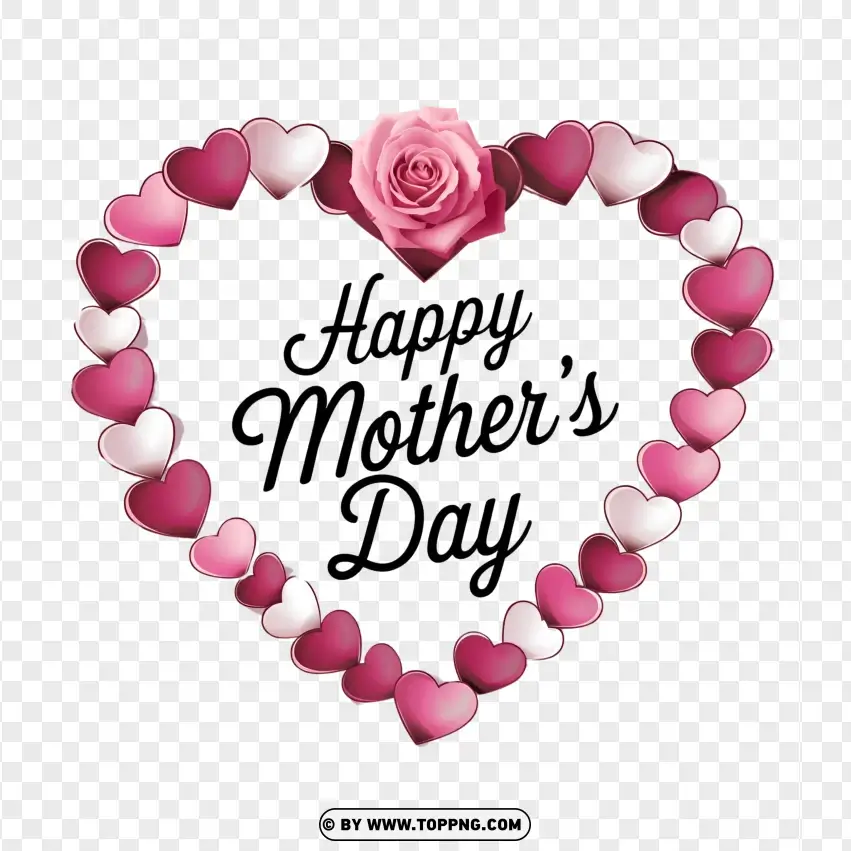 Happy Mothers Day With Heart Roses PNG Transparent Background