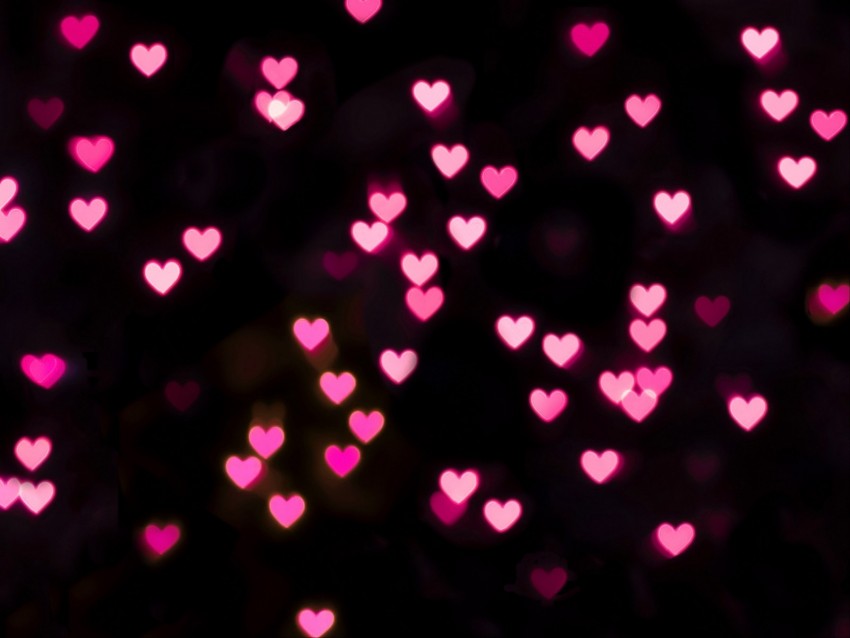 Hearts Lights Glow Pink Love Background