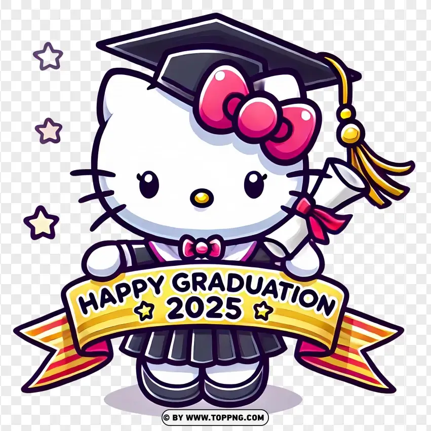 Hello Kitty Graduation 2025 Celebration PNG Transparent Background