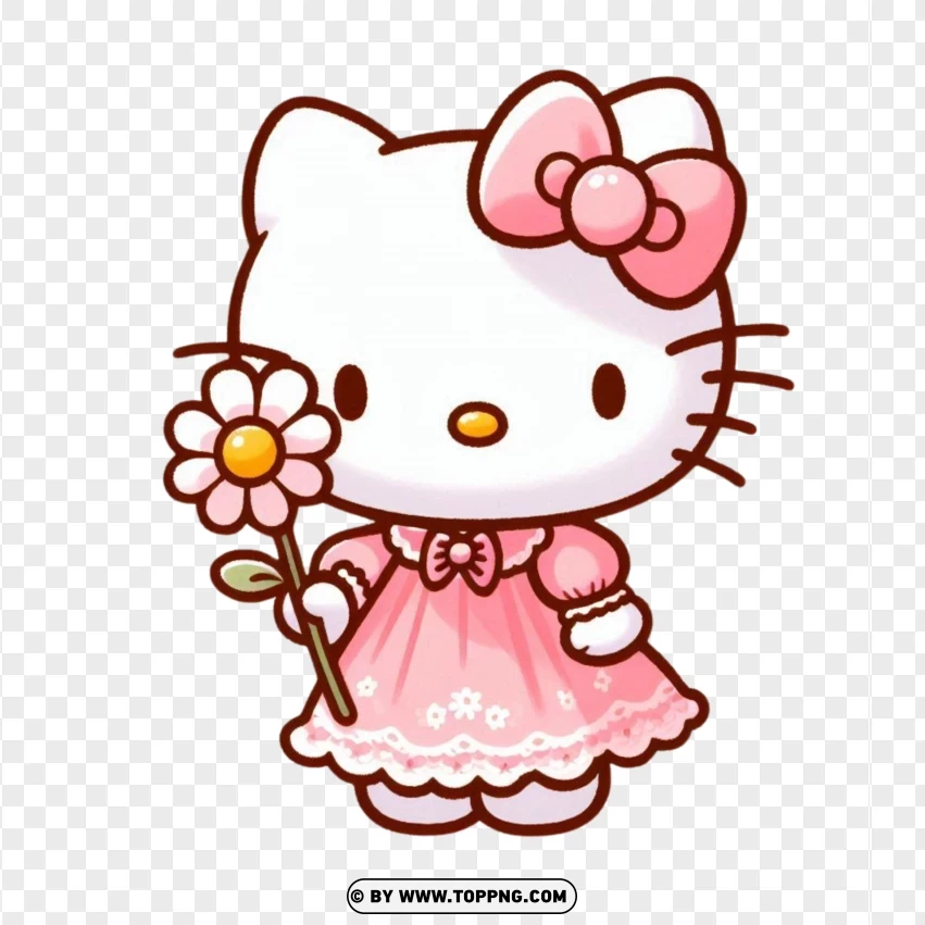 Hello Kitty, Kitty  character,flower,Cartoon ,  Illustration ,  Isolated,  Disney