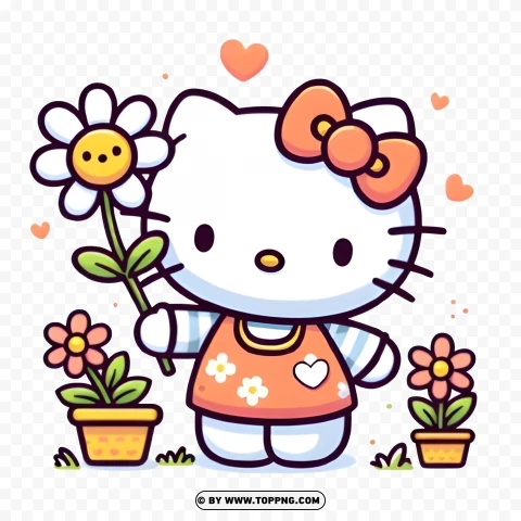 Hello Kitty PNG, Hello Kitty Transparent, Hello Kitty  PNG free,Hello Kitty Holding Flowers,Hello Kitty with flowers,floral Hello Kitty ,Hello Kitty