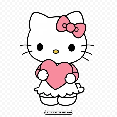 Hello Kitty Holding Heart Free PNG Transparent Background