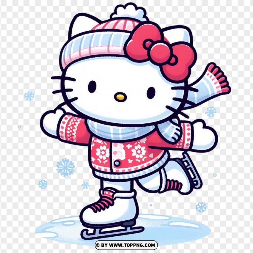 Hello Kitty, Kitty  character,Ice Skating,Cartoon ,  Illustration ,  Isolated,  Disney