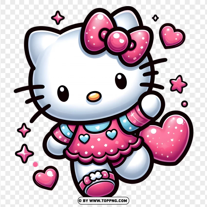 hello kitty, pink hello kitty dress, kawaii hello kitty, hearts and stars, cute hello kitty, pink bow hello kitty, adorable hello kitty