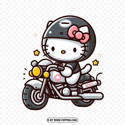 Hello Kitty On Motorcycle With Excellent Quality PNG Transparent Background