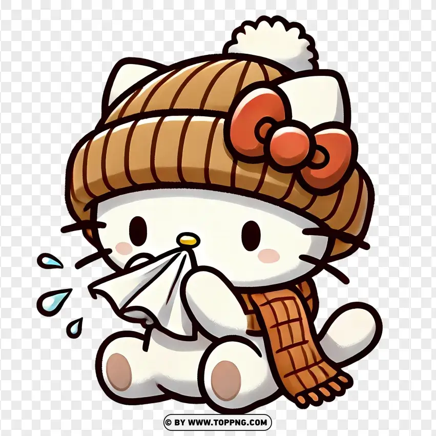 Hello Kitty Sneezing PNG Transparent Background