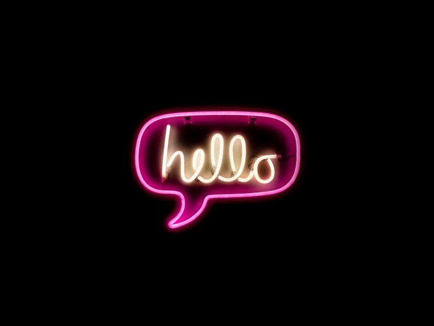 Hello Neon Inscription Text Background