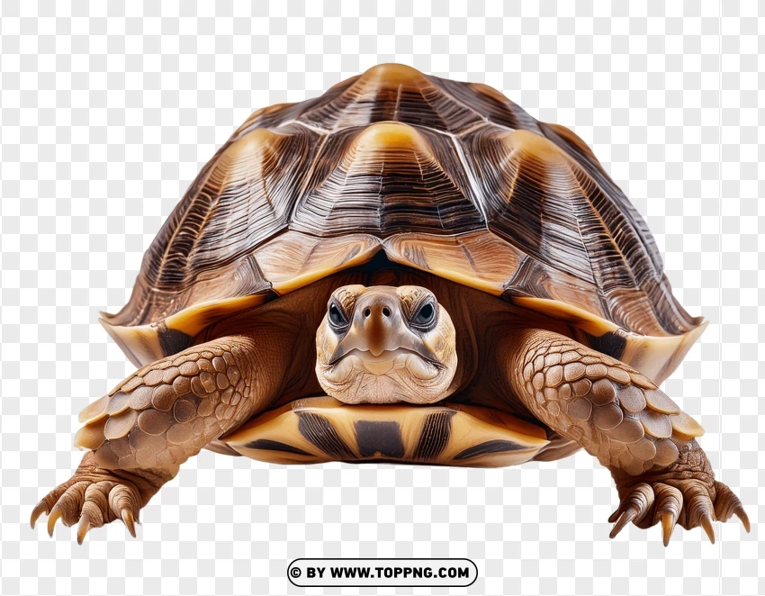 Single Hermanns Tortoise With Shell Detail PNG Transparent Background