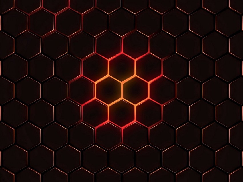 Hexagons Cells Texture Glow Dark Background