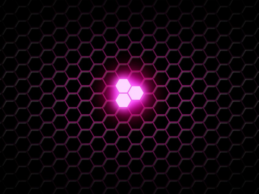 hexagons, neon, glow, lilac