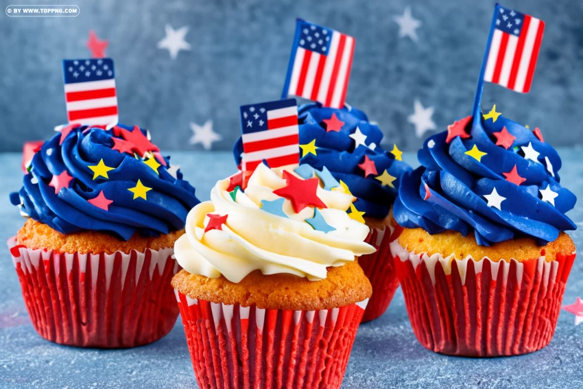 High Definition Cupcake Clipart For 4th Of July PNG Transparent Background