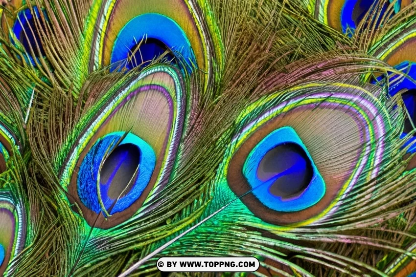 High-definition Peacock Feather Close-up Free Photo With Textured PNG Transparent Background