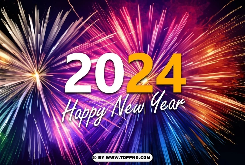 High-quality Firework Show New Year 2024 Image PNG Transparent Background